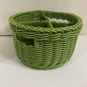 Nautica Green Woven Resin Grean Utensil Flatware Basket 4.5” H  7.5 Inch Width